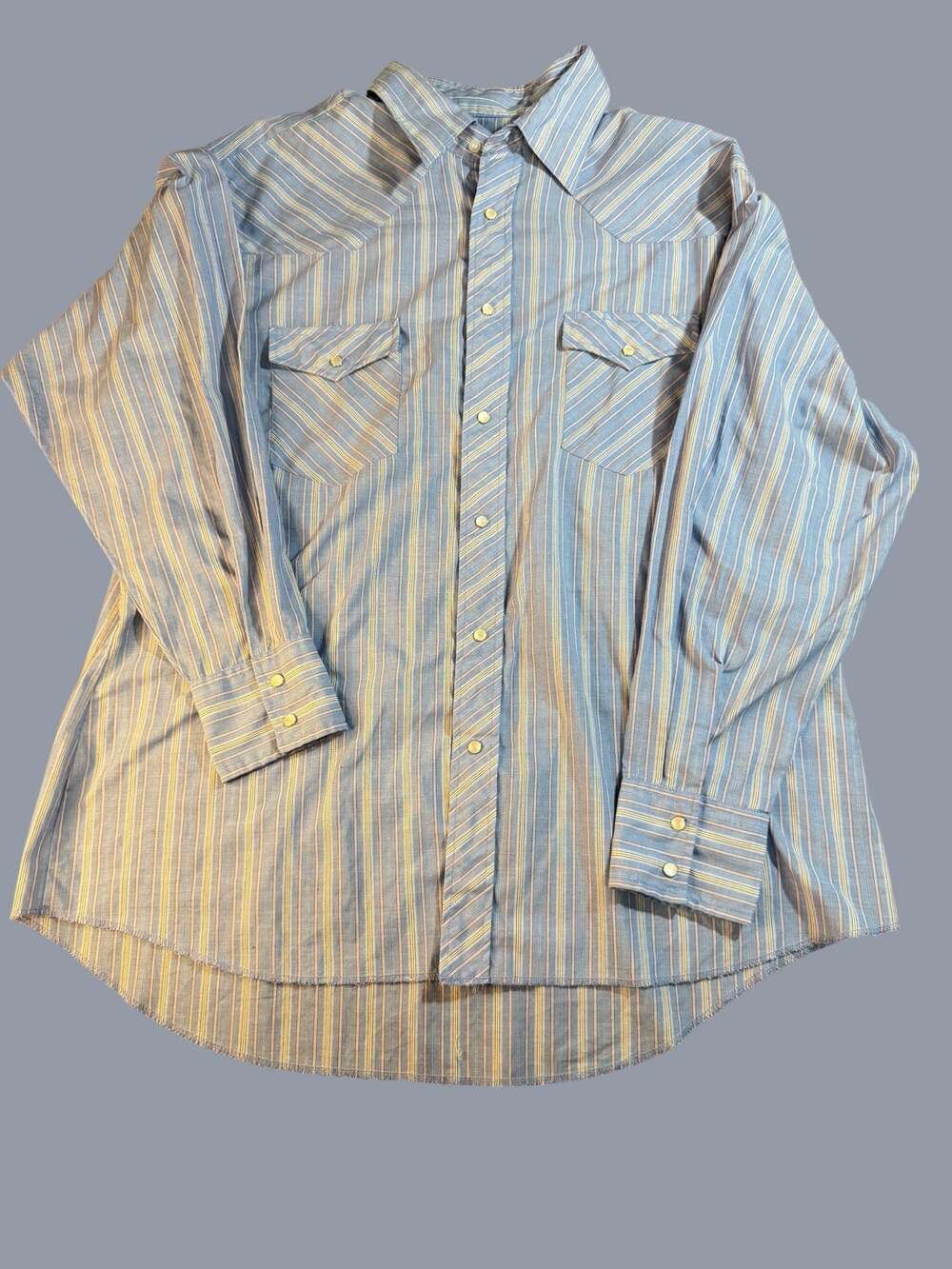 Vintage American Hero Striped Weste﻿rn Pearl Snap Shirt L